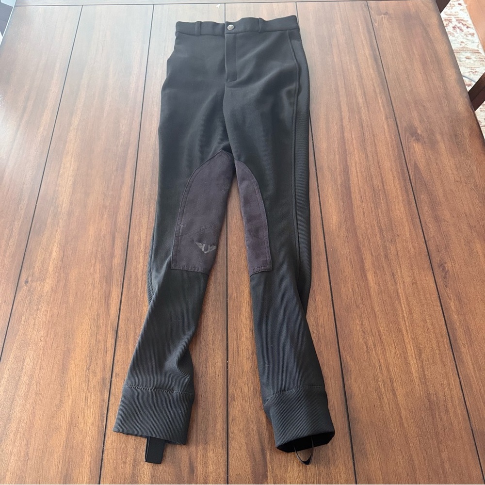 Tuff Rider Youth Girls Ribbed Pull-On Jodhpurs Pants Black‎ Size 14